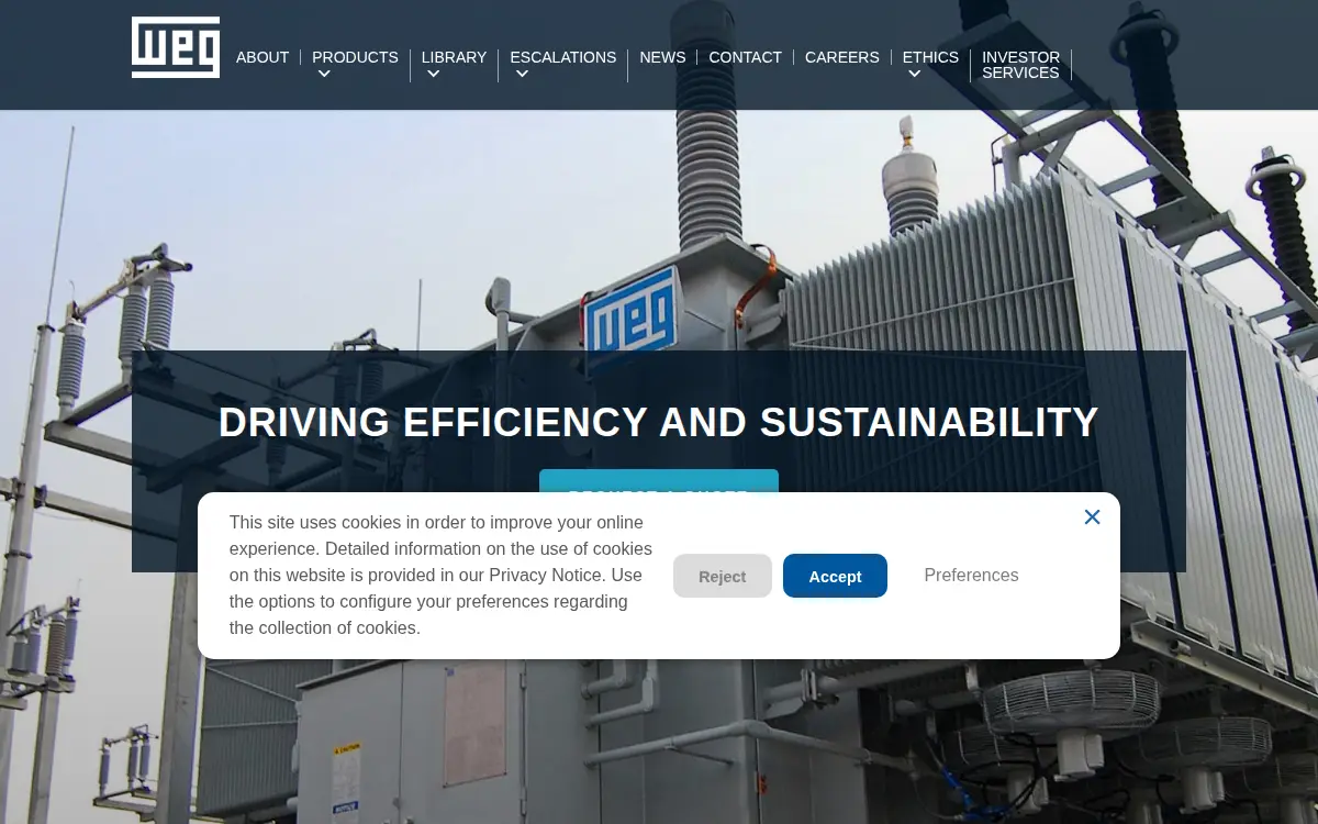Homepage of Weg Transformers USA LLC