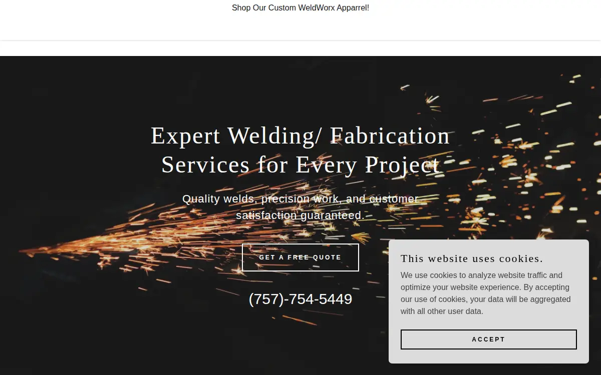 Homepage of Weldworx Fabrication LLC