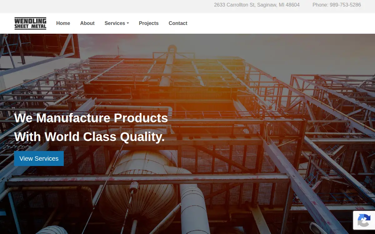 Homepage of Wendling Sheet Metal INC