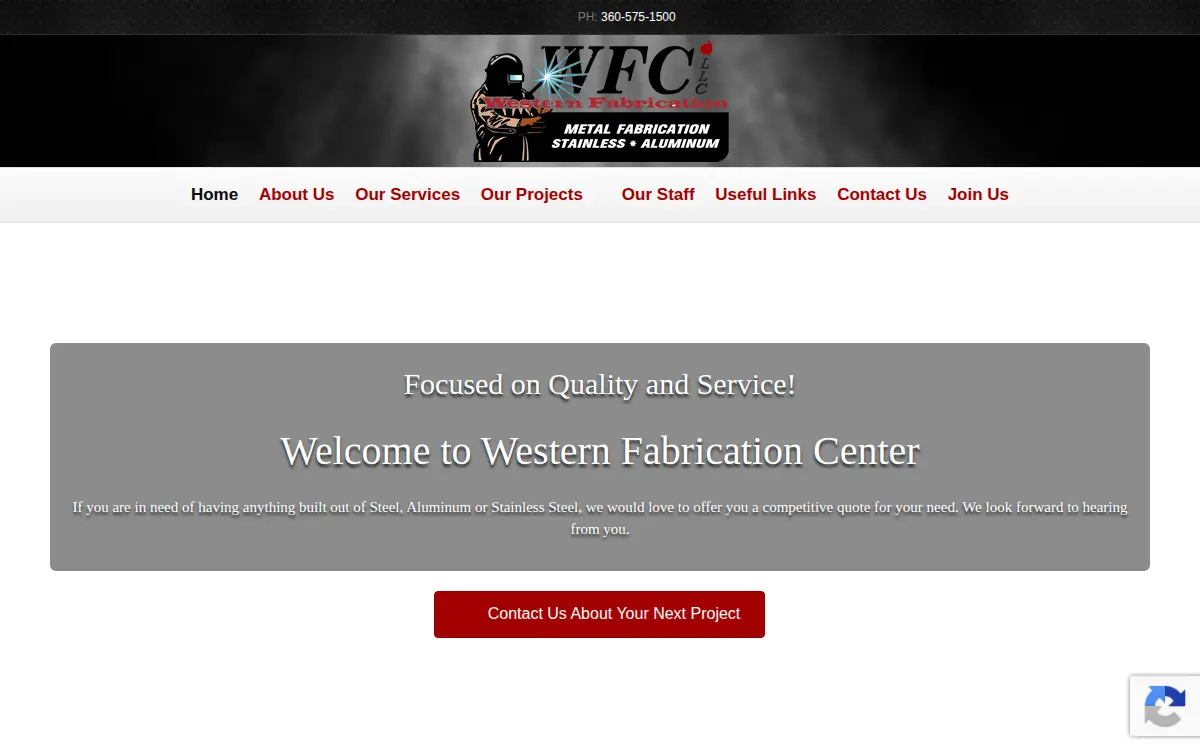 Homepage of Western Fabrication Center, L.l.c.