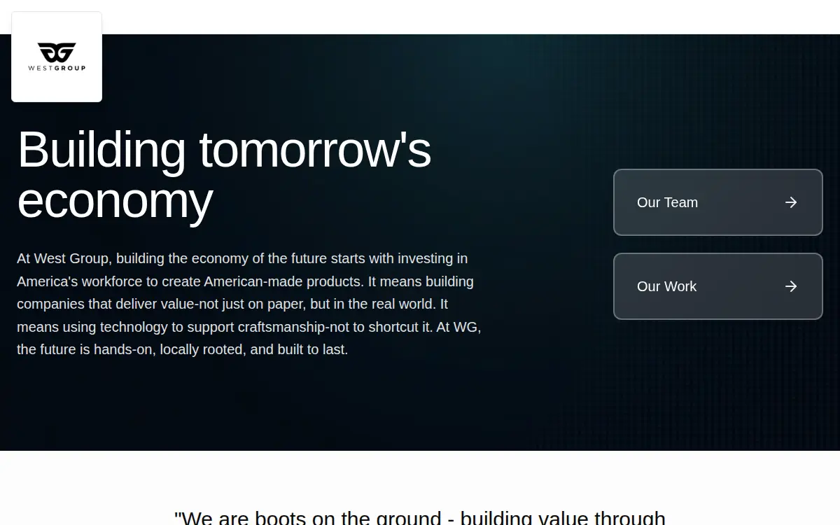 Homepage of West Group Holding Company, LLC