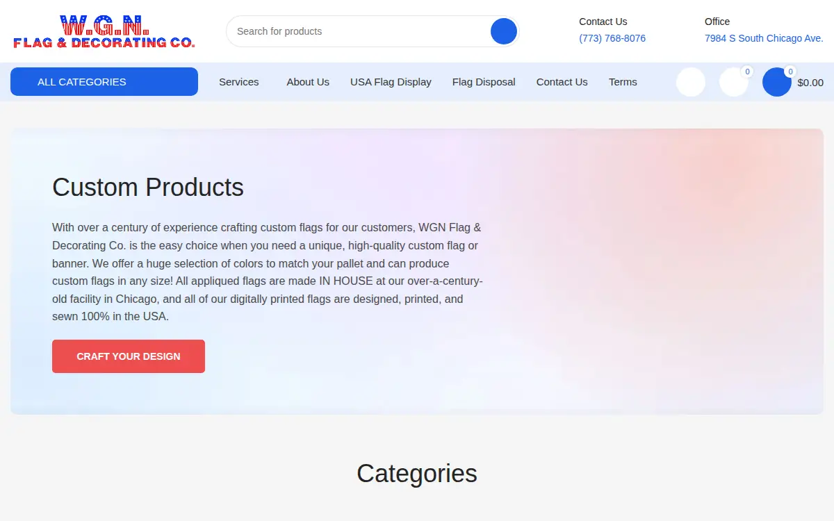 Homepage of Wgn Flag & Decorating CO