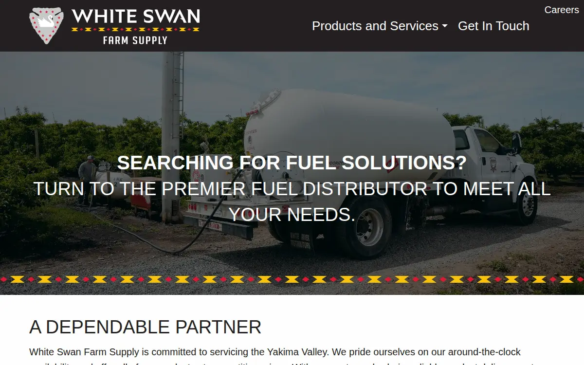 Homepage of White Swan Farm Supply, INC