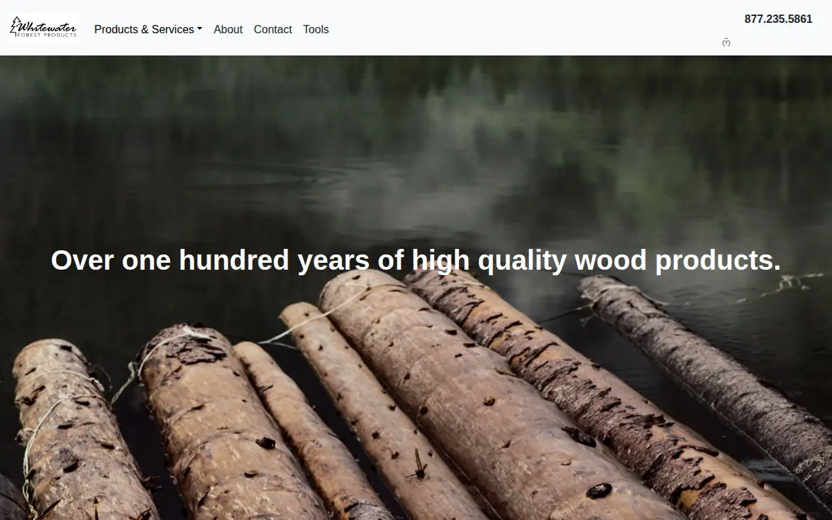 Homepage of Whitewater Forest Products, LLC