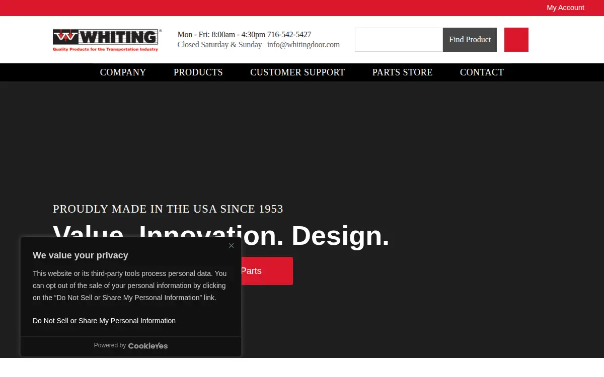 Homepage of Whiting Door Manufacturing CORP.