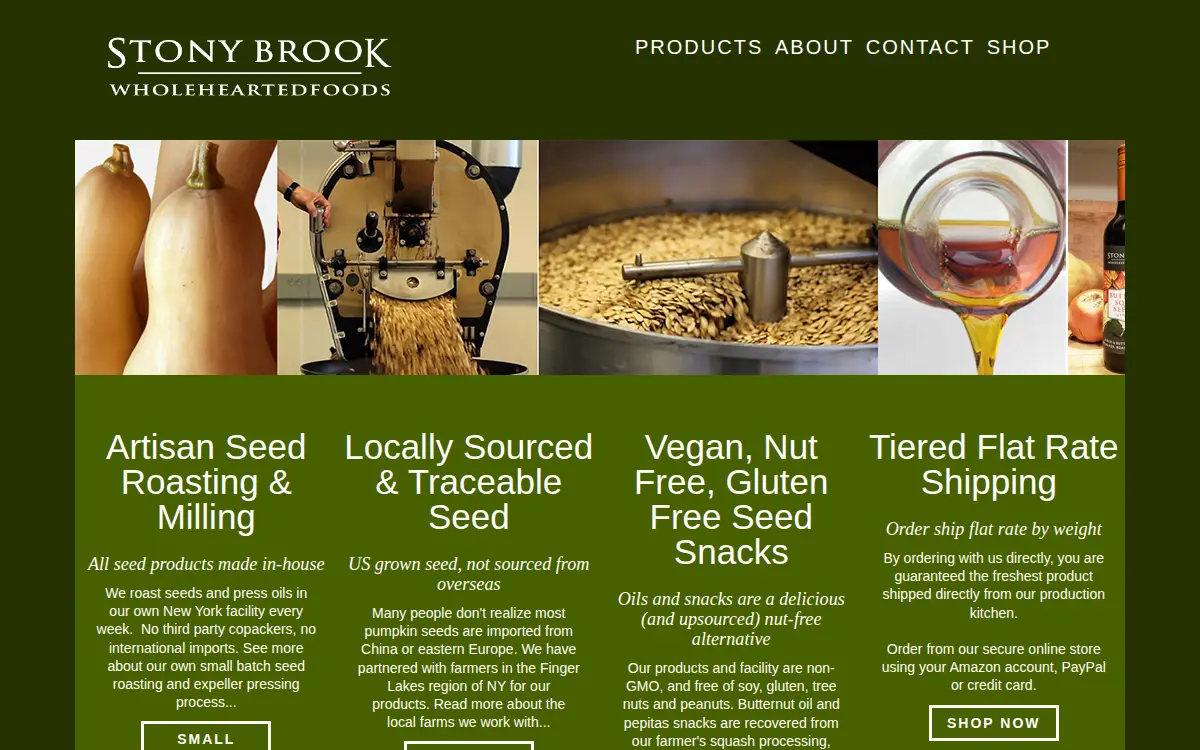 Homepage of Stony Brook Whole Hearted Foods LLC