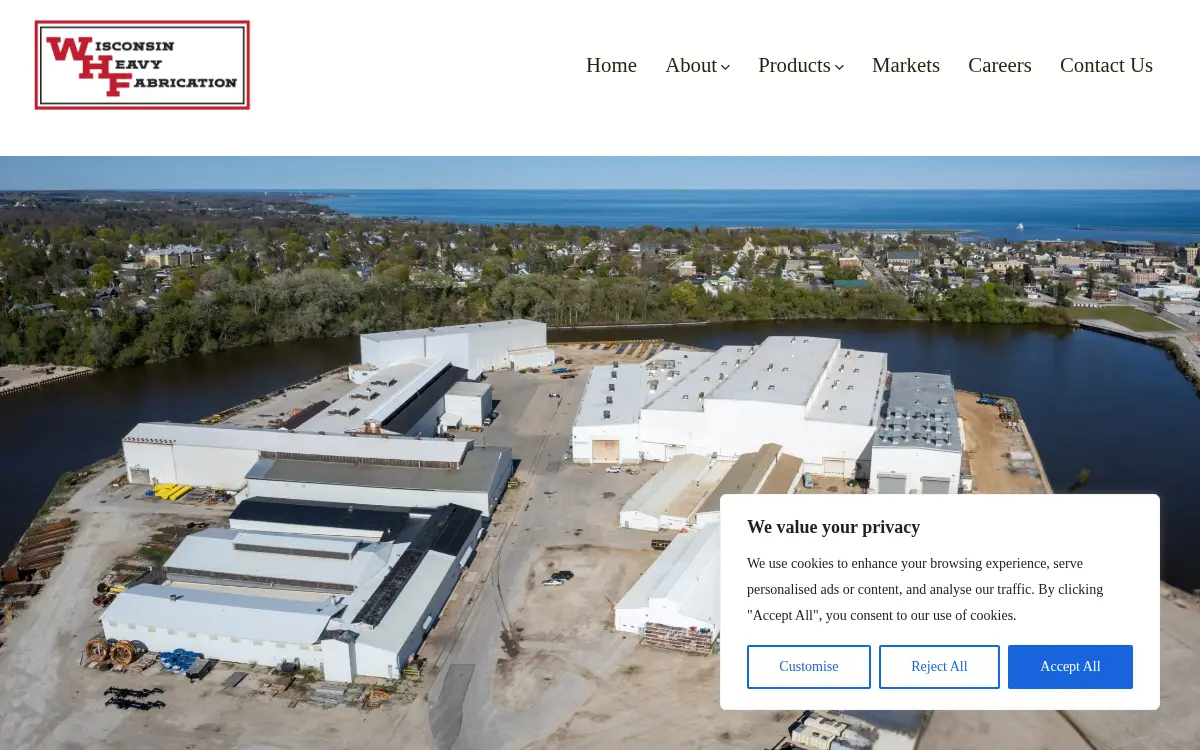 Homepage of Wisconsin Heavy Fabrication, LLC