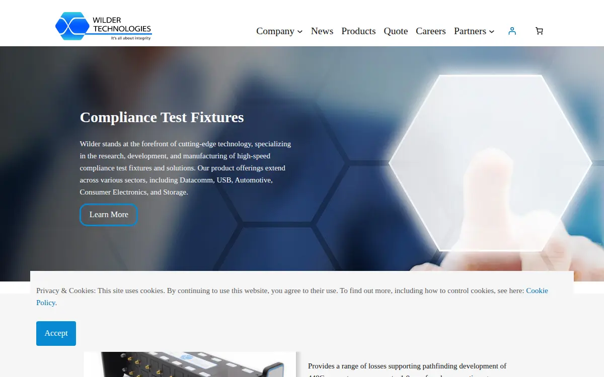 Homepage of Wilder Technologies, LLC