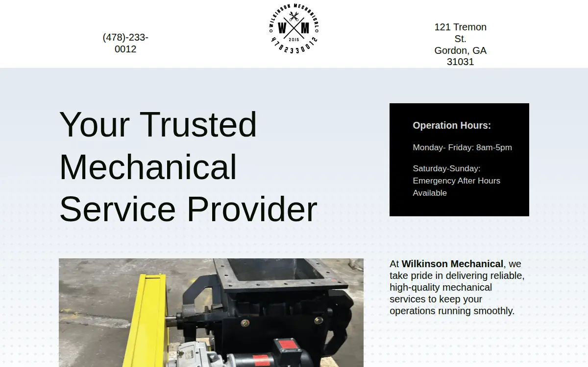 Homepage of Wilkinson Mechanical LLC