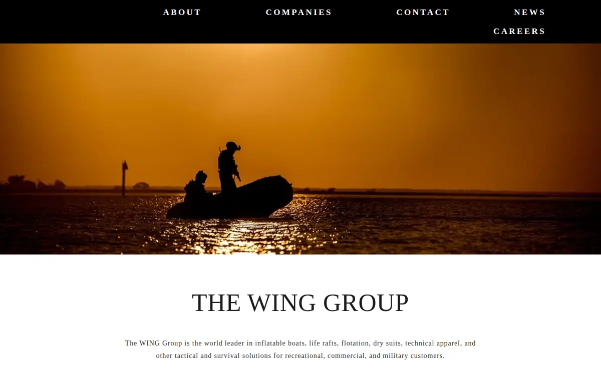 Homepage of Wing Inflatables, INC.