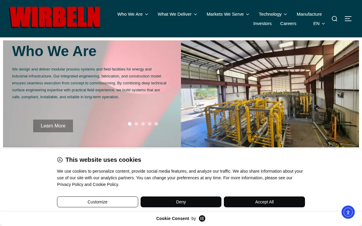 Homepage of Wirbeln Energy Production, LLC