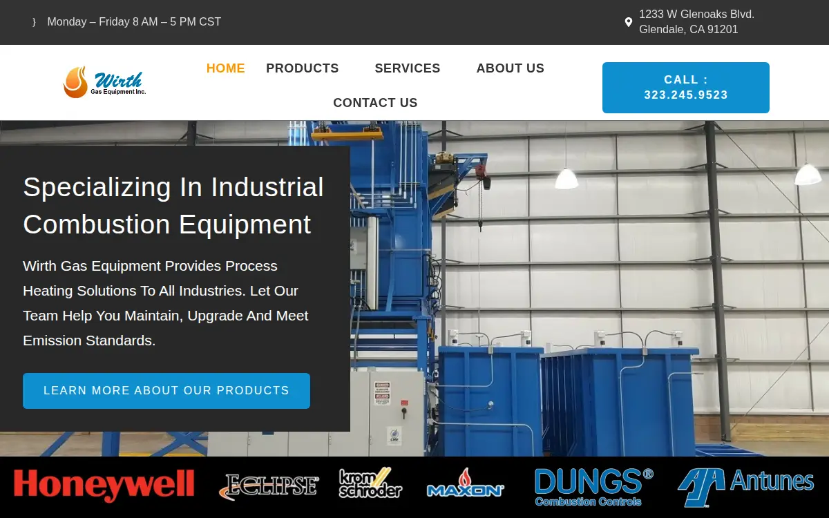 Homepage of Wirth Gas Equipment, INC