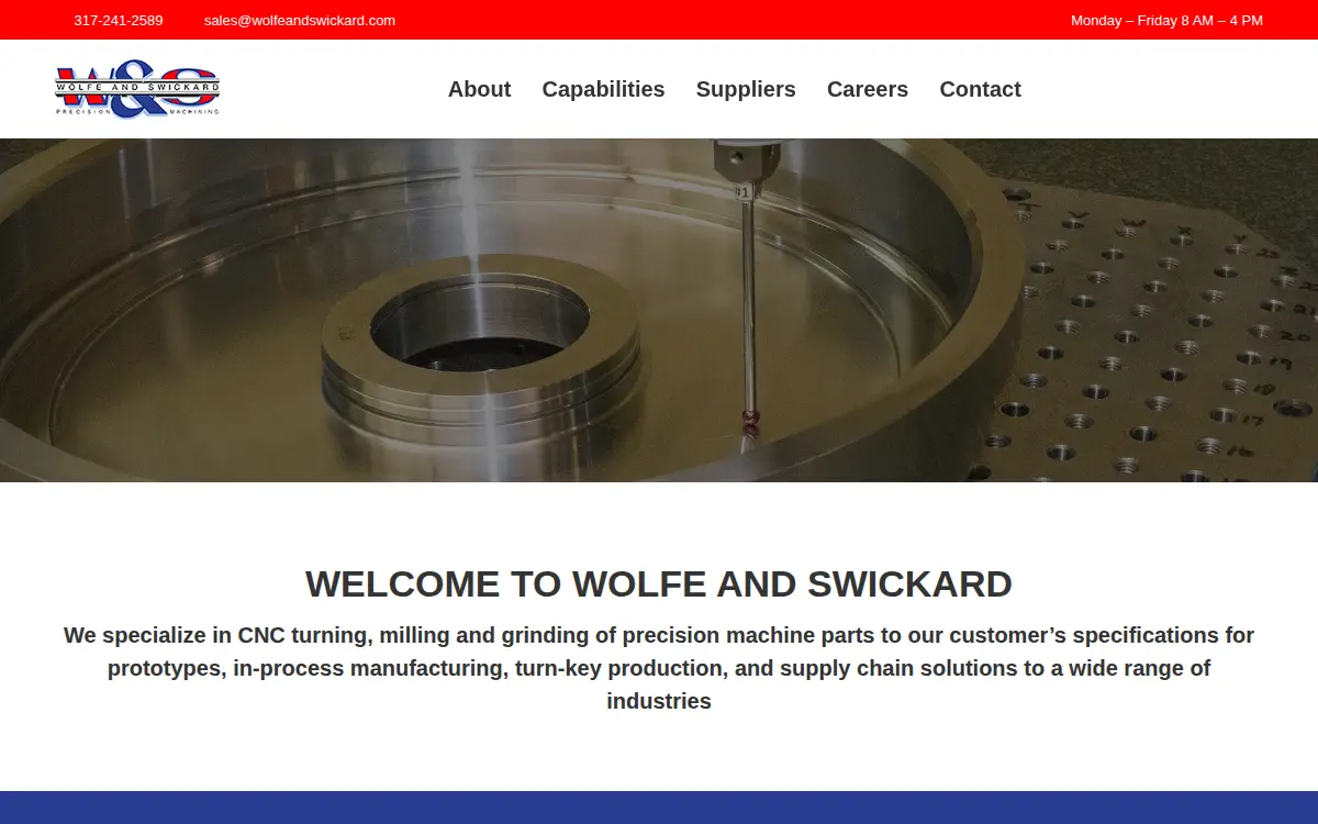 Homepage of Wolfe and Swickard Machine CO INC