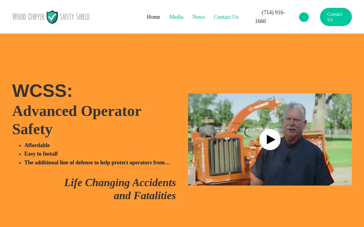Homepage of Woodchipper Safety Shield, LLC