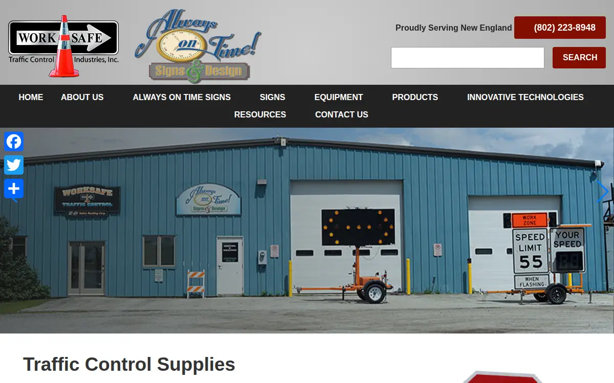 Homepage of Worksafe Traffic Control Industries, INC.