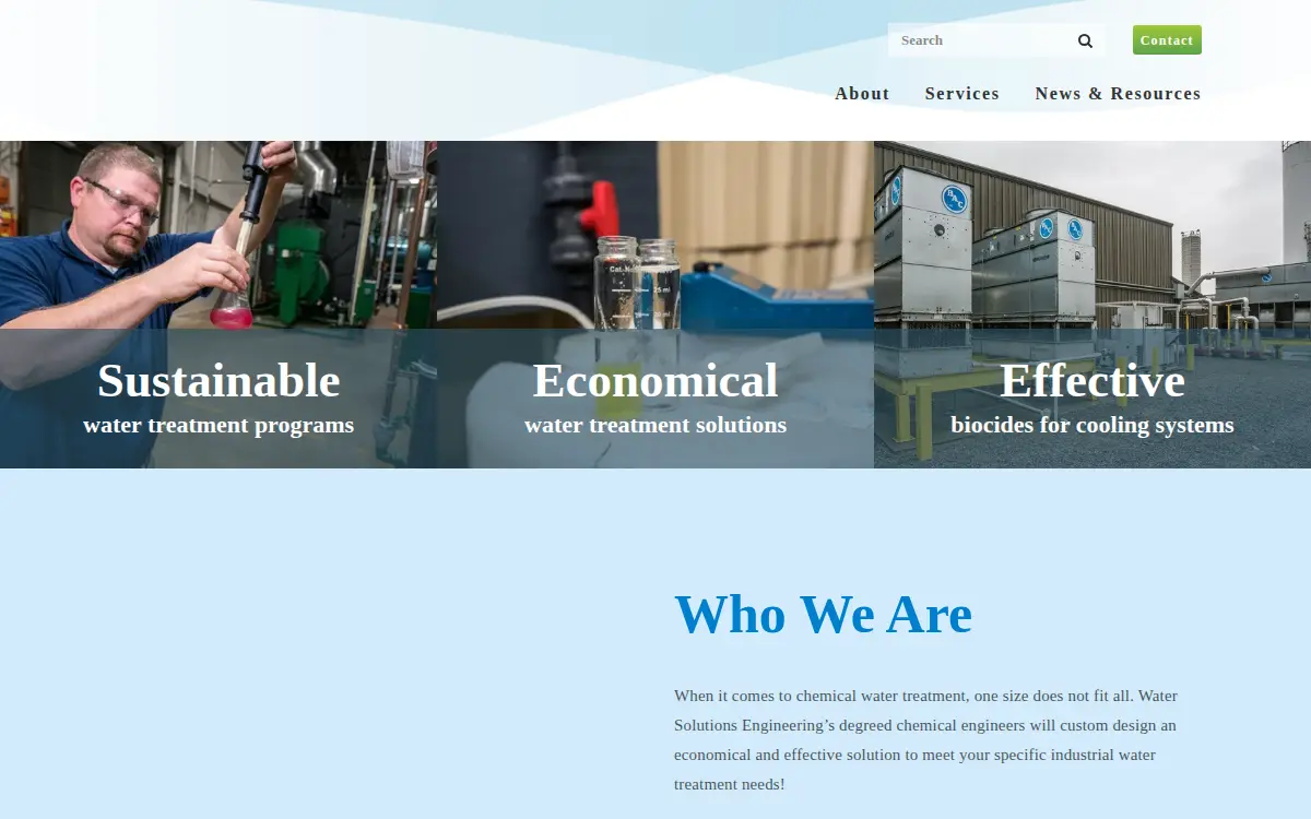 Homepage of Water Solutions Engineering LLC