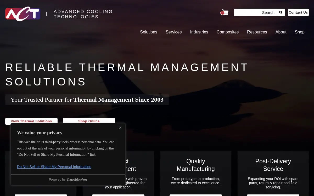 Homepage of Advanced Cooling Technoglies INC