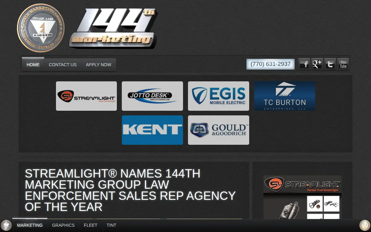 Homepage of 144th Marketing Group, LLC