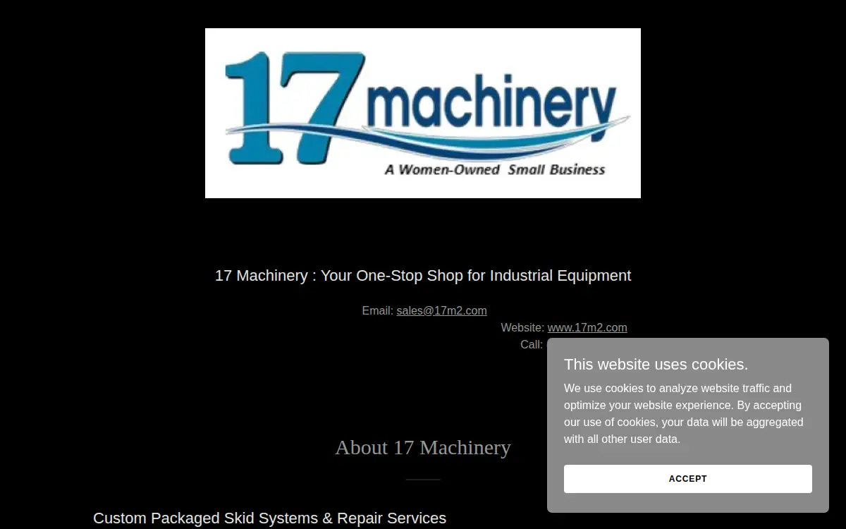 Homepage of 17 Machinery LLC