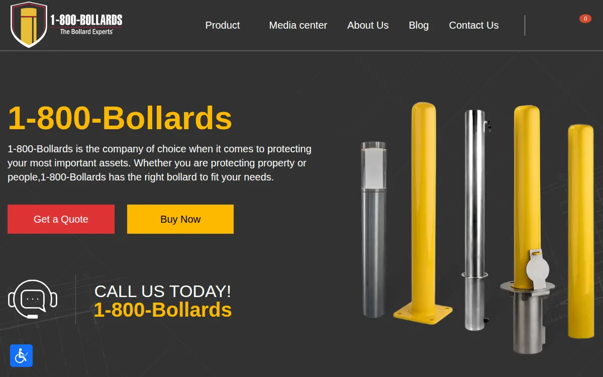 Homepage of 1-800-bollards INC