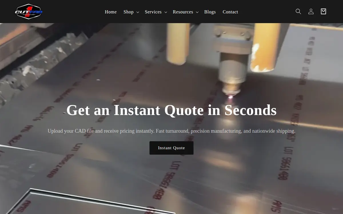 Homepage of 1cutfab LLC