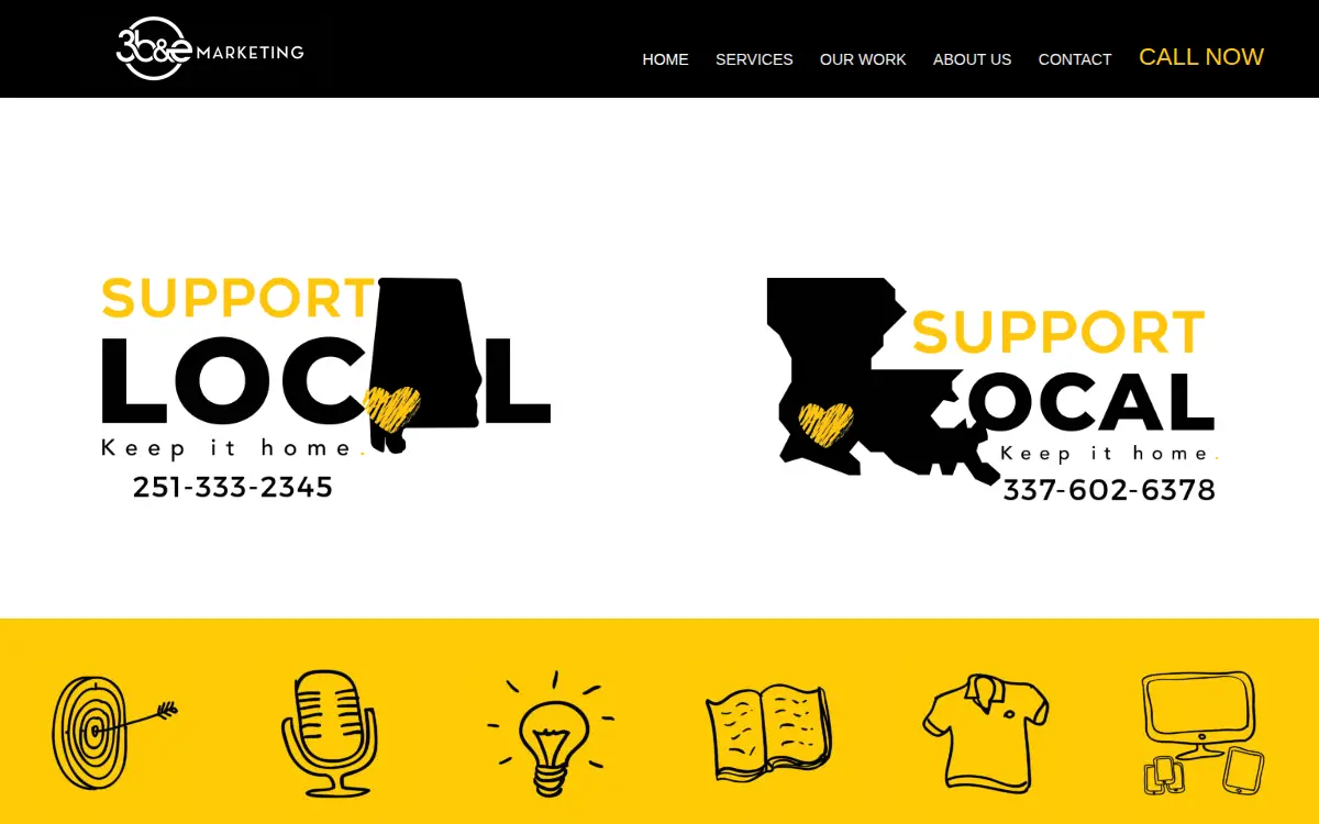 Homepage of 3b&e Marketing, LLC