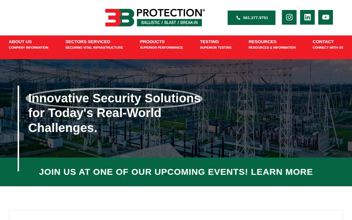 Homepage of 3b Protection INC