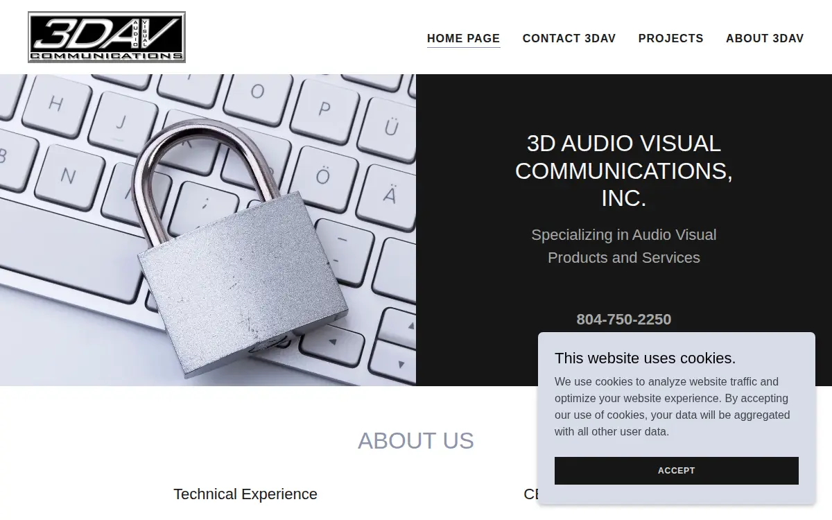 Homepage of 3d Audio Visual Communications, INC.