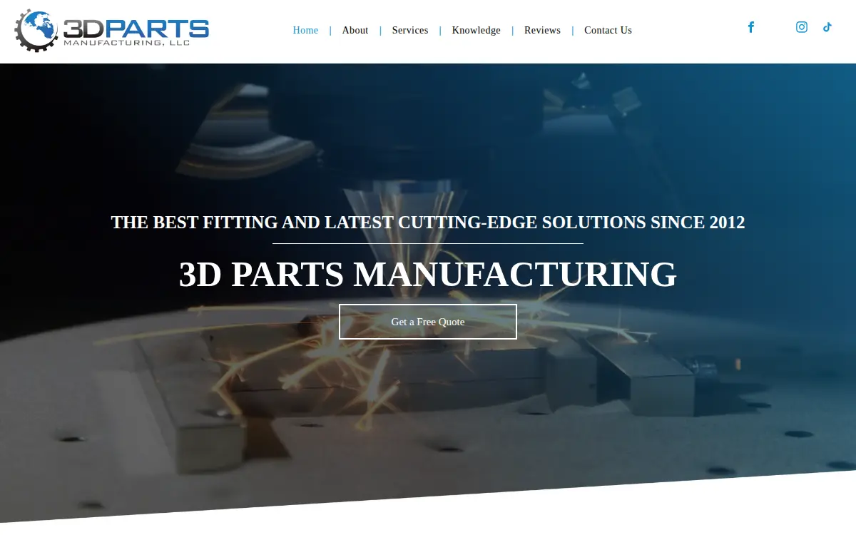 Homepage of 3d Parts Mfg., LLC
