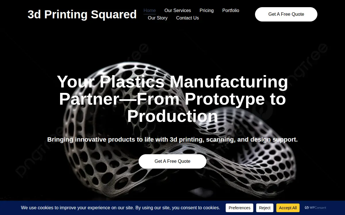 Homepage of 3d Printing Squared LLC