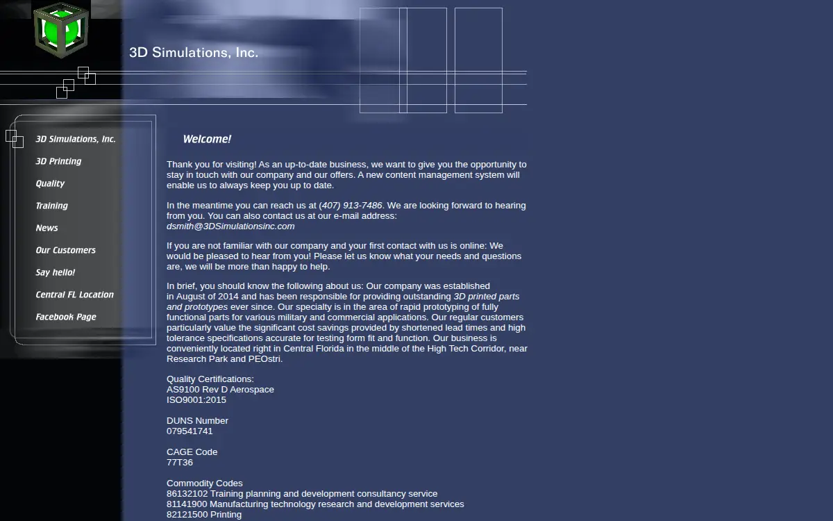Homepage of 3d Simulations INC
