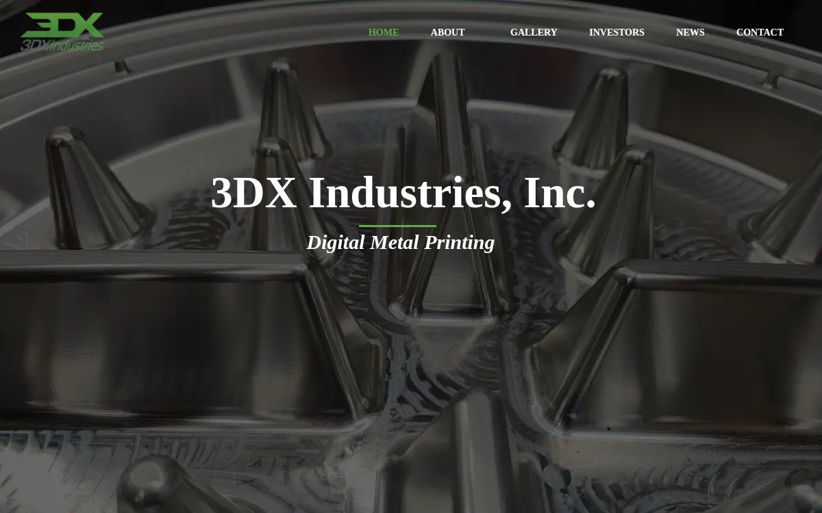 Homepage of 3dx Industries INC.