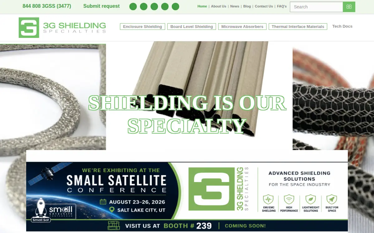 Homepage of 3g Shielding Specialties, LLC