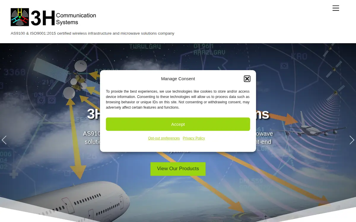 Homepage of 3h Communication Systems INC