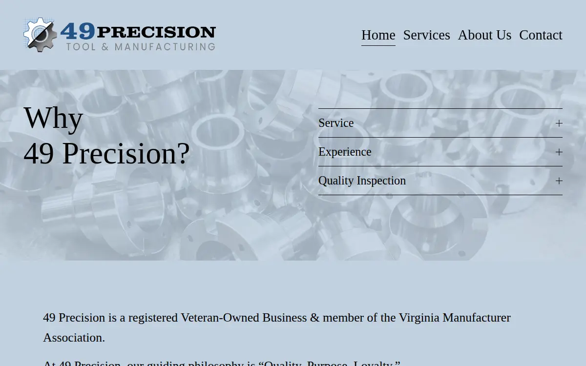 Homepage of 49 Precision LLC