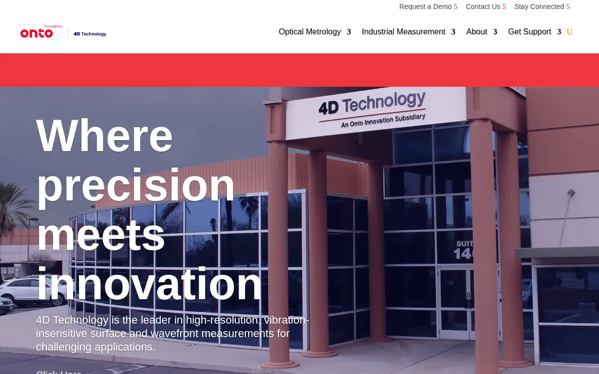 Homepage of 4 D Technology Corporation