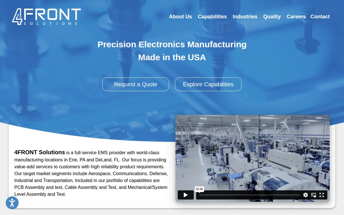 Homepage of 4front Solutions, LLC