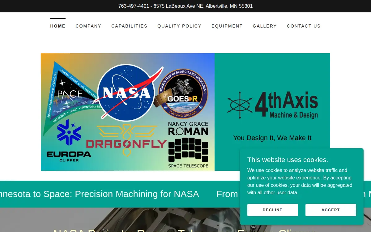 Homepage of 4th Axis Machine & Design INC