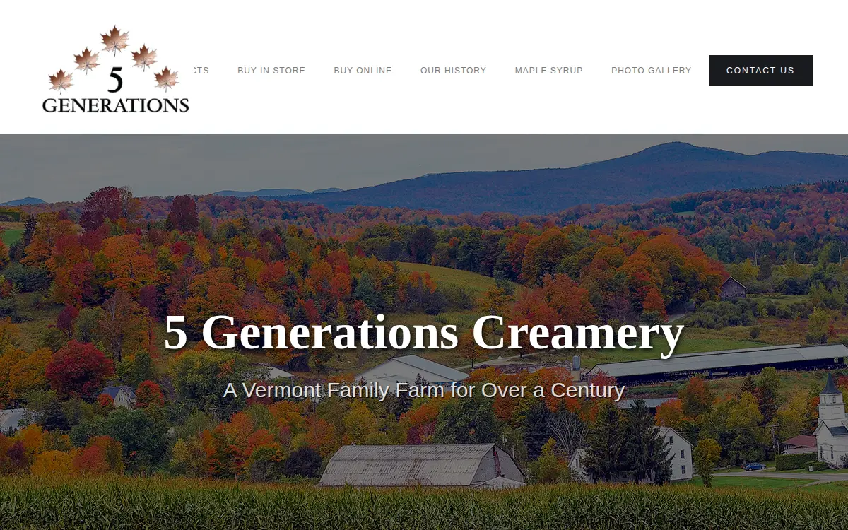 Homepage of 5 Generations Farmstead Creamery LLC