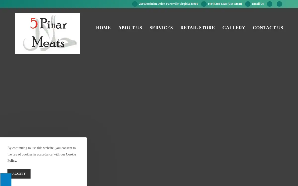 Homepage of 5 Pillar Meats LLC