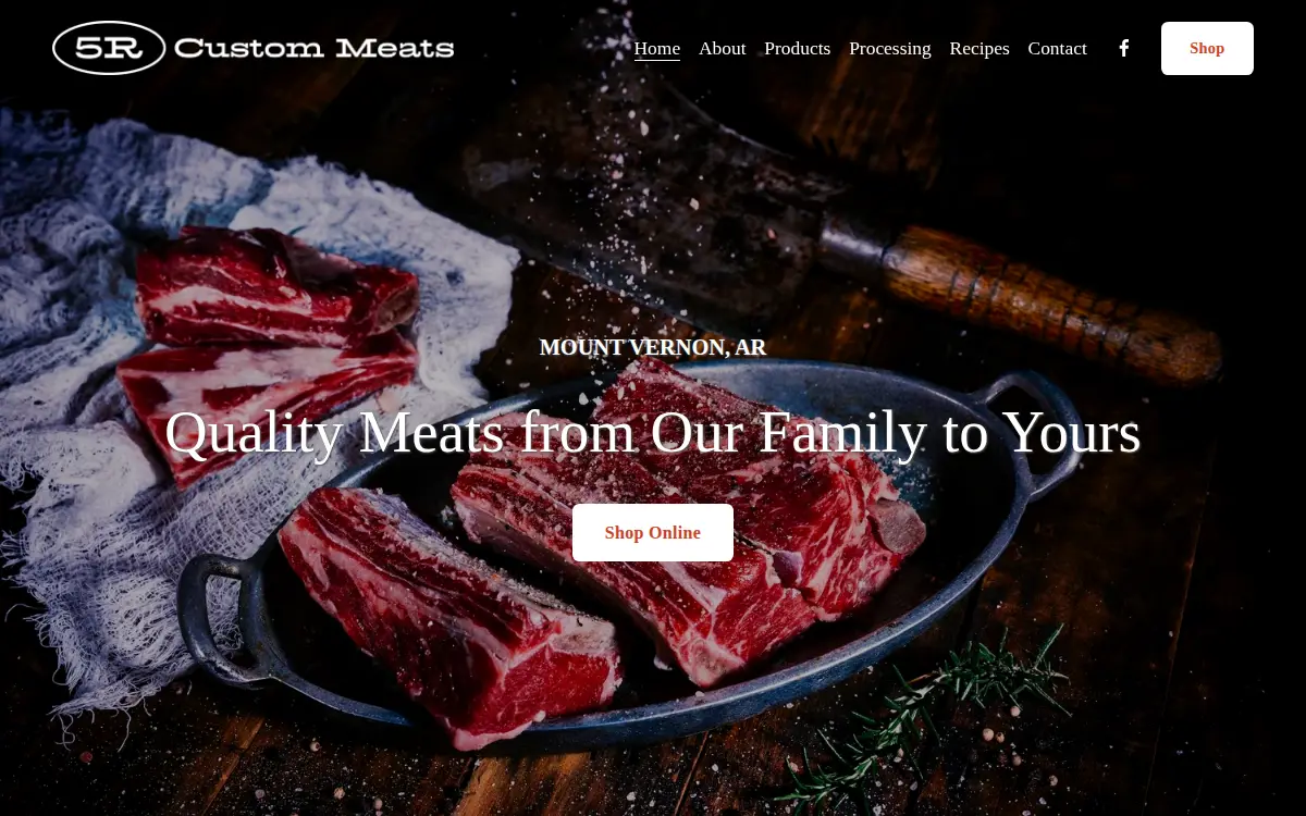 Homepage of 5r Custom Meats LLC