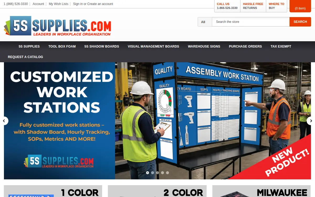 Homepage of 5s Supplies, LLC