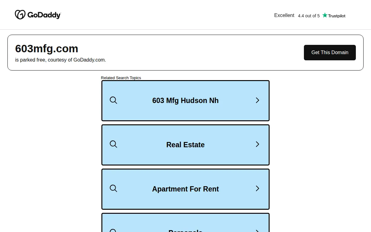 Homepage of 603 Manufacturing, LLC