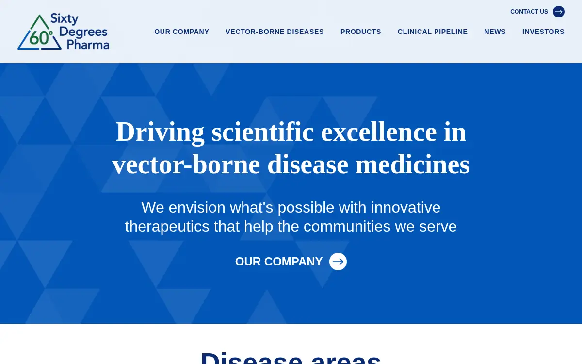 Homepage of 60 Degrees Pharmaceuticals, INC.
