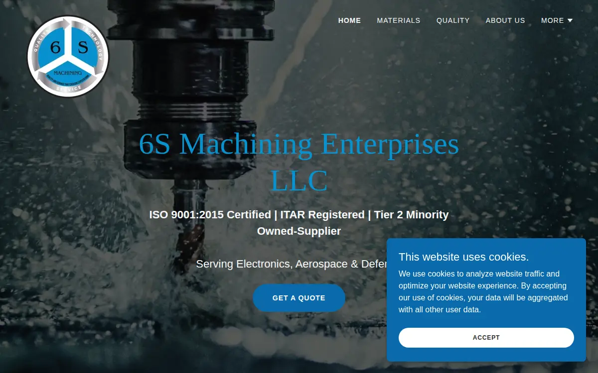 Homepage of 6s Machining Enterprises LLC