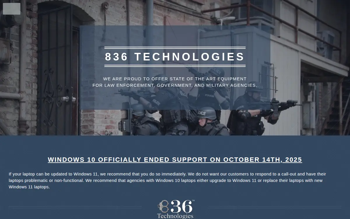 Homepage of 836 Technologies Corporation