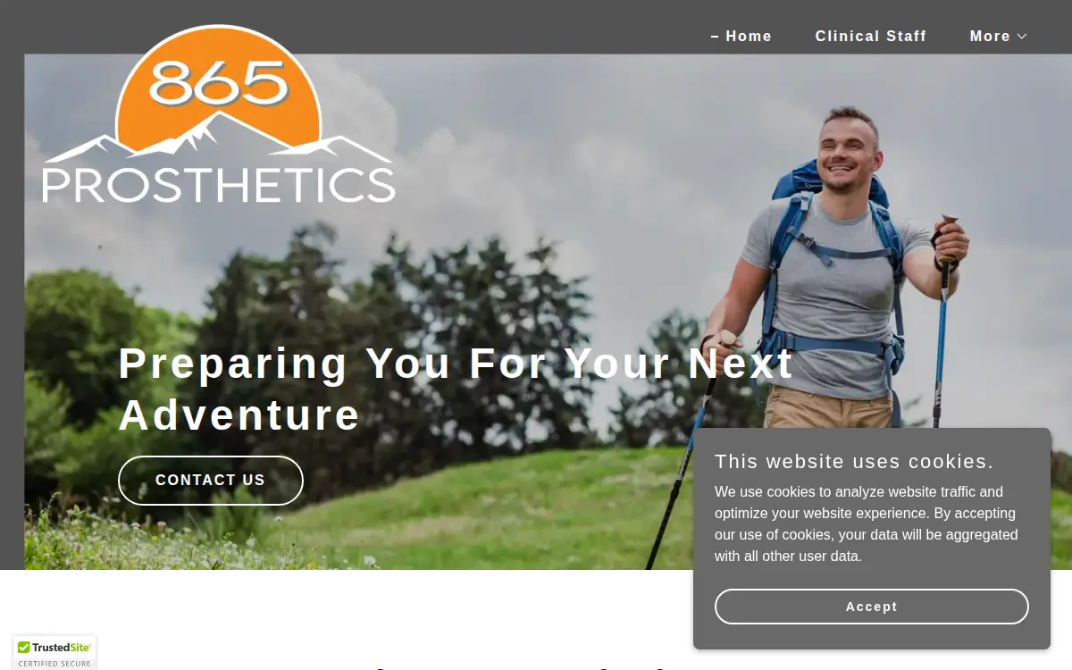 Homepage of 865 Prosthetics, LLC