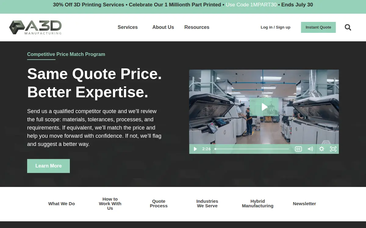 Homepage of A3d Holdings, LLC