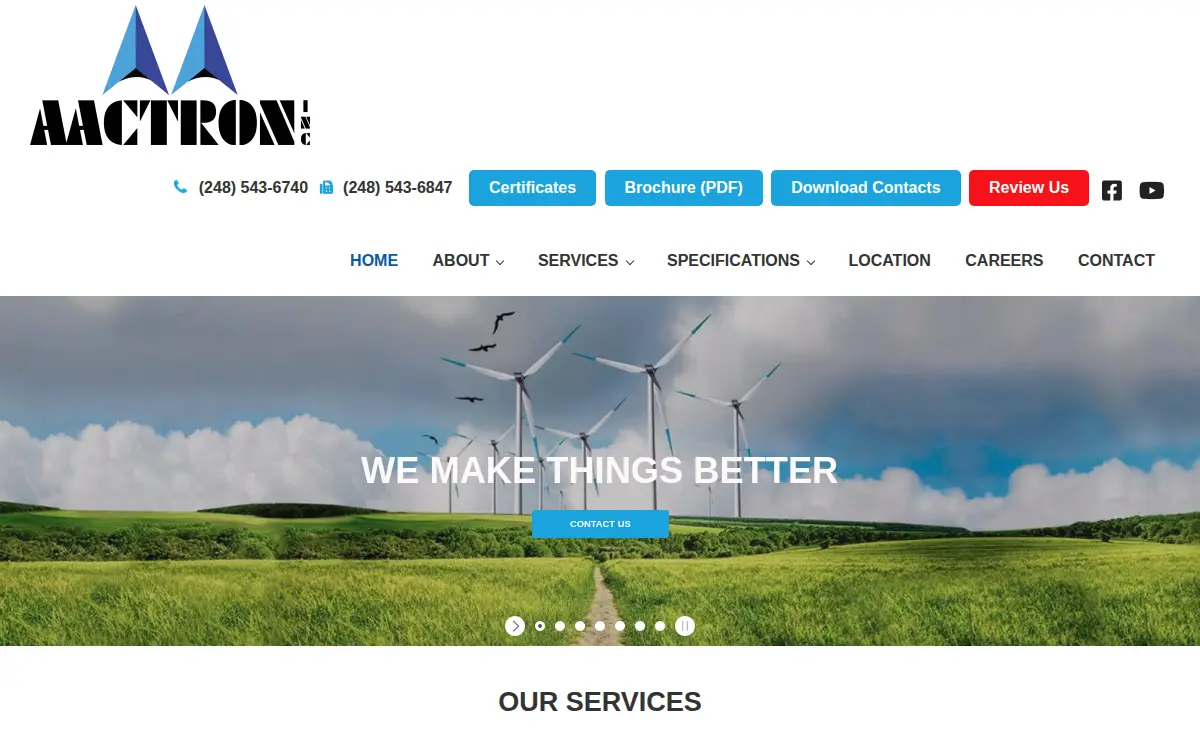 Homepage of Aactron INC