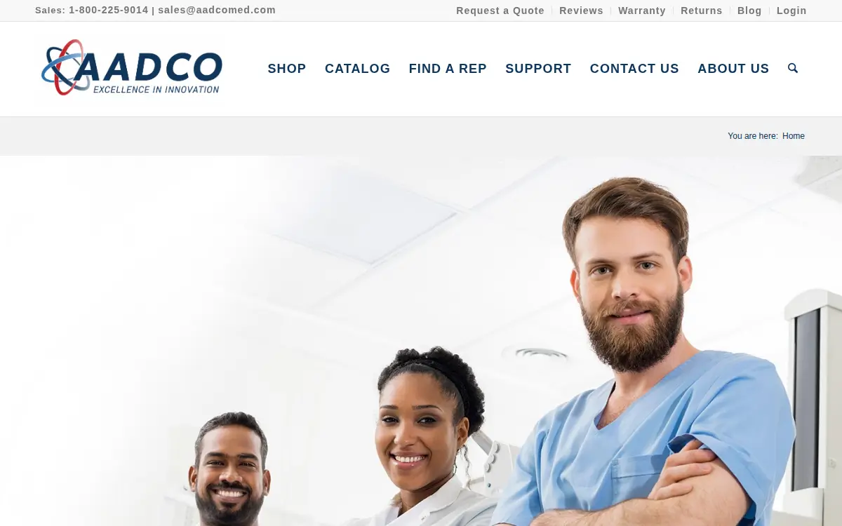Homepage of Aadco Medical, INC.